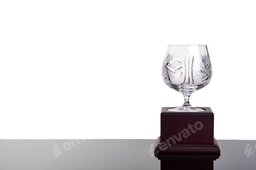 Preview: Elegant crystal cup trophy on white background flushed right