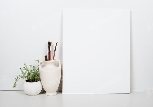 Preview: Empty Blank Canvas On A White Background, Home Interior Decor