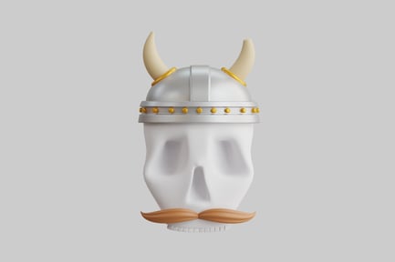 Preview: Cartoon skull viking helmet mustache