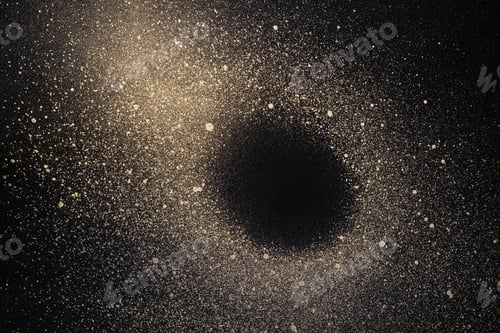 Preview: Abstract space background. Galaxy with black hole made of gold paint spray on black background