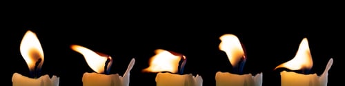 Preview: A set of candle flames isolated on black background, a collection of five images to overlay photos.