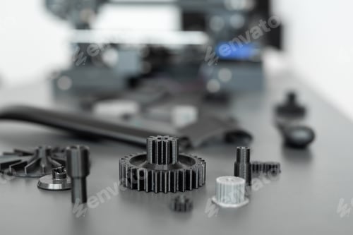 Preview: 3d printed objects on the table in the laboratory