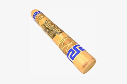 Vista previa: Cilindro de bambú con diseño de inspiración maya e inscripción «azteca»