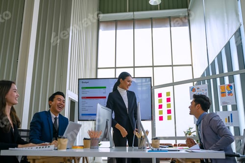 Preview: White collar workers are meeting at modern office.