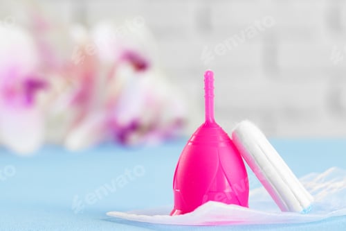 Preview: Menstrual cup and medical tampon close up