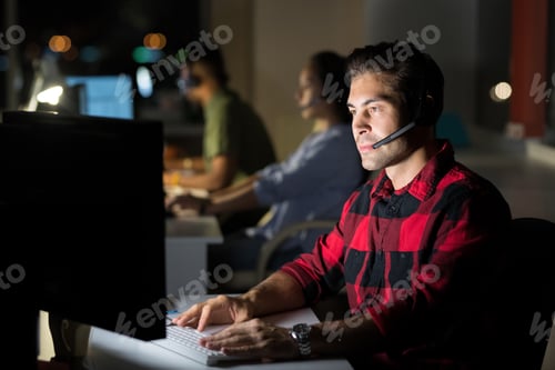 Preview: Customer Service Operator Working at Night