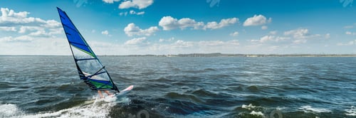 Preview: Windsurfing Adventure on Wide Banner with Copy Space