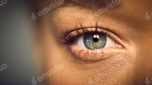 Preview: Macro Studio Shot Of Woman's Eye With Close Up On Eyelashes And Pupil