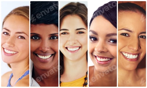Preview: Smiles and beauty. Composite image of a diverse group of attractive young women.