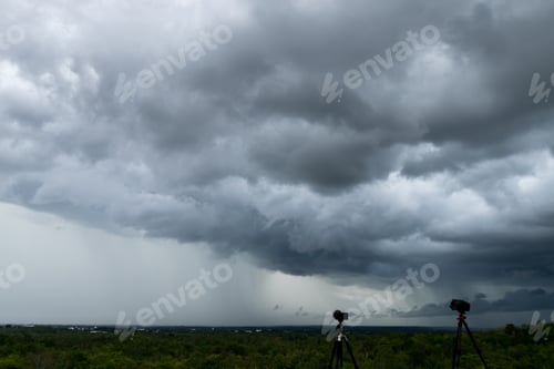 Preview: Storm clouds with the rain. Nature Environment Dark huge cloud sky black stormy cloud