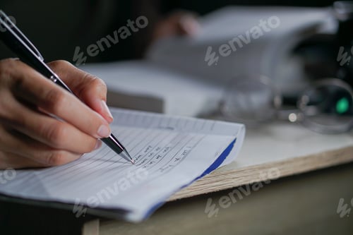 Preview: Closeup of girl writing on her journal