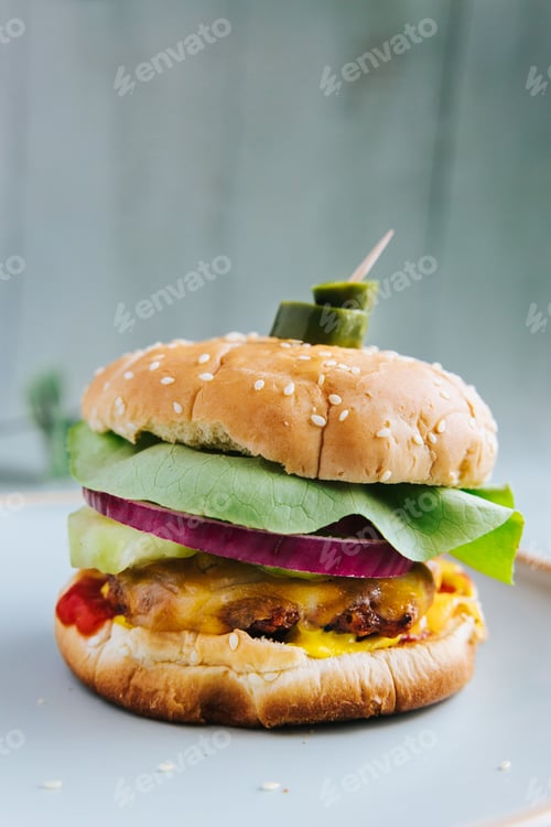Preview: Closeup shot of a homemade hamburger