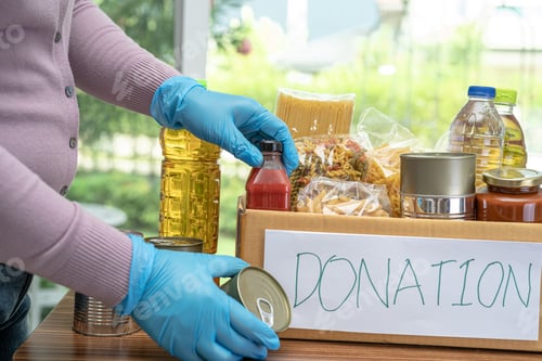 Preview: Foodstuff for donation, storage and delivery. Various food, pasta, cooking oil