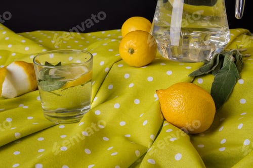 Preview: Lemonade and lemons close up.
