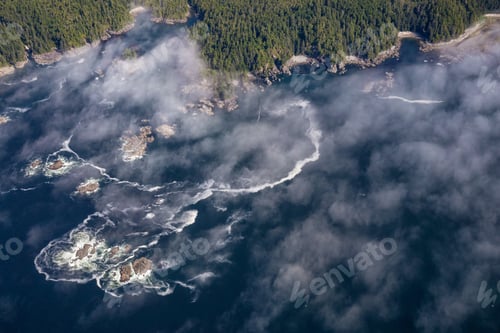 Preview: Aerial Landscape View of Pacific Ocean Coast on the Vancouver Island, BC, Canada