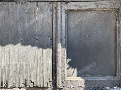 Preview: Old window with wooden shutters close up.