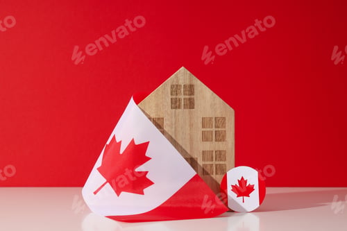 Preview: A wooden house with the flag of Canada