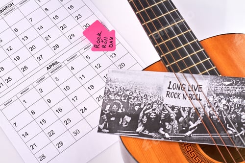 Preview: Long live rock and roll concept. 13 day marked in calendar.