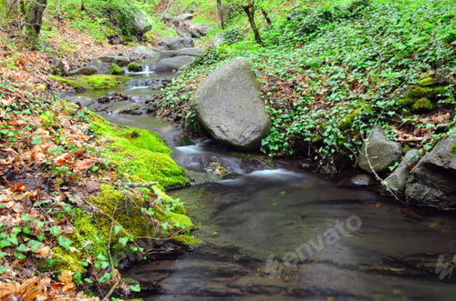 Preview: Stream with waterfall and mossy stones around