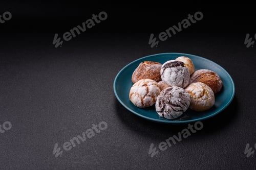 Preview: Sweet freshly baked round cookies of several types