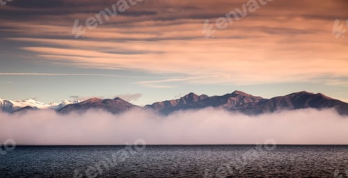 Preview: Mist and mountains, Lake Maggiore, Piedmont, Lombardy, Italy