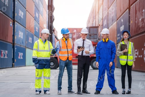 Preview: Engineer team inspect and checking stock into container for loading.