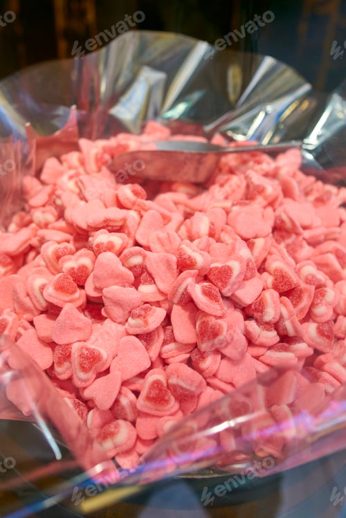 Preview: Colorful candy pink hearts on a bucket