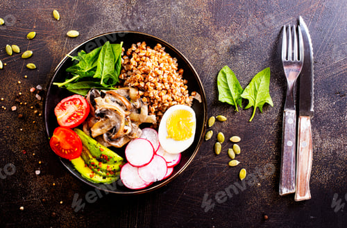 Preview: Healthy Food Bowl with Vegetables and Grains