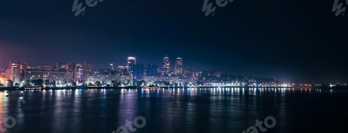 Preview: Big Dnieper river in the huge night bright city of Dnipropetrovsk in Ukraine