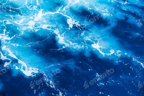 Preview: Waves and blue water as a background. View at the ocean surface. Natural summer seascape.