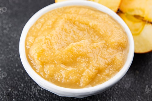 Preview: Apple puree natural ingredient tasty fresh gourmet food background table rustic food top view
