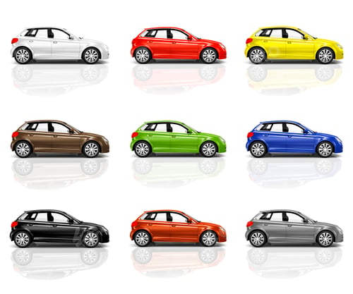 Preview: Collection of Multicolored New Modern Cars