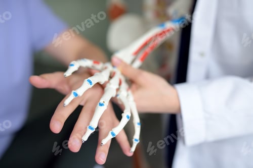 Preview: Rehab doctor is on appointment of patient in gym.