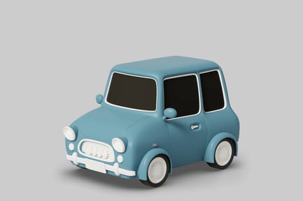 Preview: Front view of a small blue car