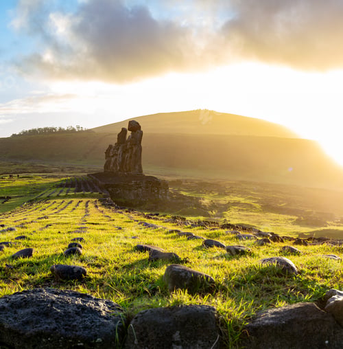 Preview: Easter island landscape. Ahu Tongariki. Panoramic view Papa nui