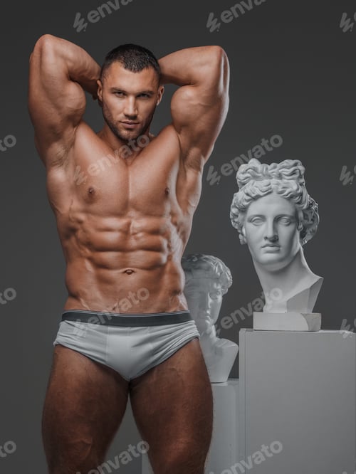 Preview: Muscular Man and Ancient Greek Statues