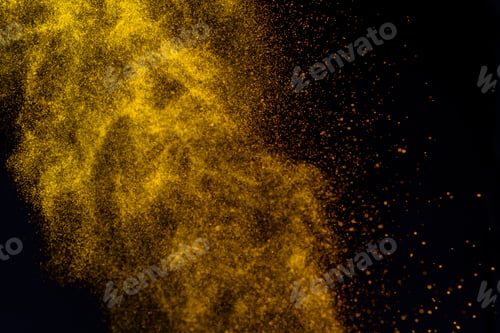 Preview: Gold glitter stardust trail on black background. Christmas golden spark Luxury new year holiday