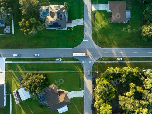Preview: Top view of classical american yellow school bus
