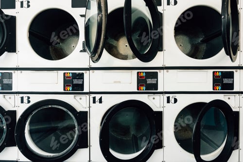 Preview: Washing machines in a laundromat