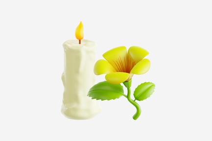 Preview: 3D Yellow Elder Flower with Candle
