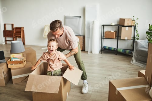 Preview: Father and Son Playing with Boxes