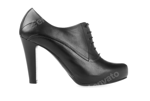Preview: High heel pump black leather women shoe on white