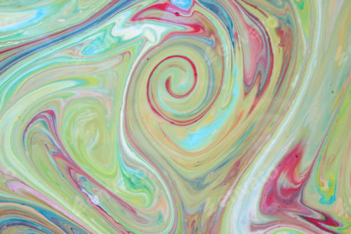 Preview: Abstract Colorful Background. Fine Art In Green Color. Multicolored Pattern On The Liquid. Colored