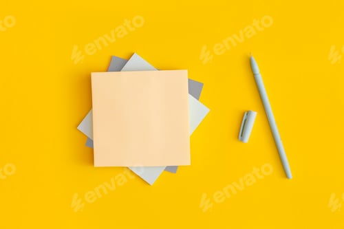 Preview: Pen on yellow background with space for text