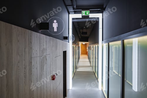 Preview: Long Hallway With Toilet Sign