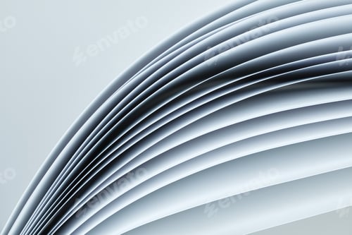 Preview: Several curved sheets of paper on a white background