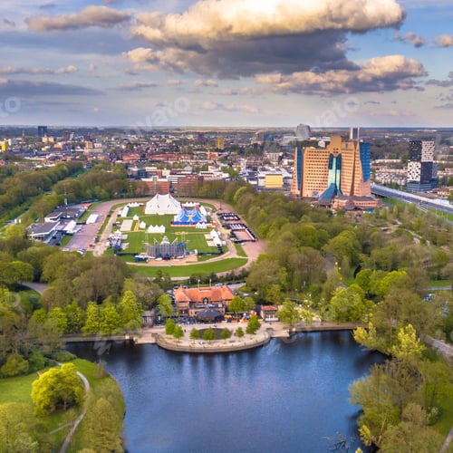 Preview: Aerial view Groningen city from Stadspark area insta