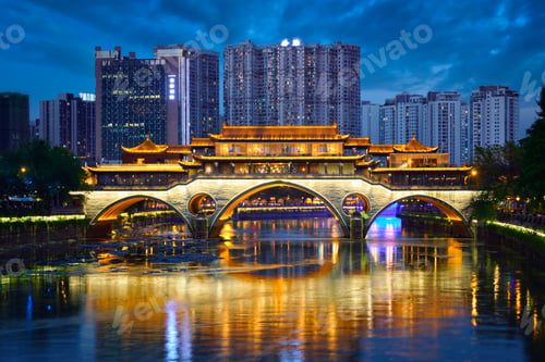 Preview: Anshun bridge at night, Chengdu, China