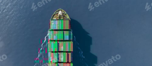 Preview: Aerial view container cargo ship freight shipping international, Global business freight shipping