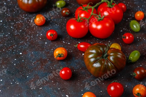 Preview: Fresh organic various tomatoes.